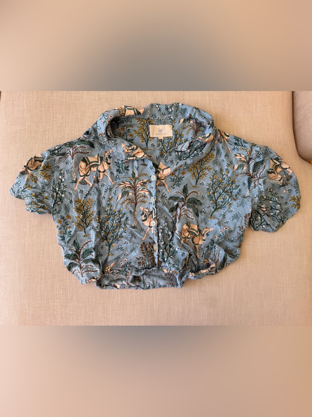 Printfresh Eco Satin Blue Camel’s Courtyard  Pajama Set